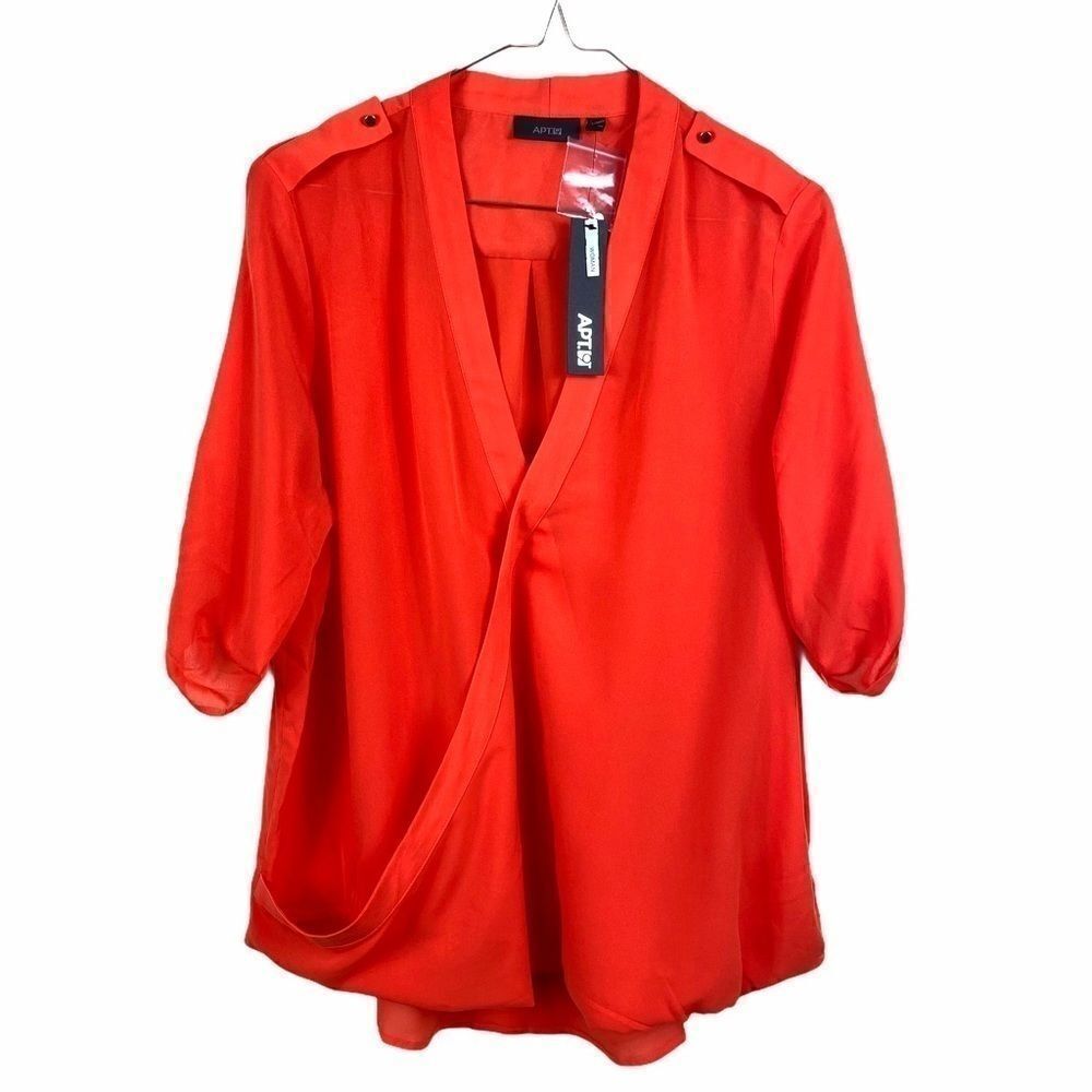 Apt 9 Orange red Wrap 3/4 Sleeve Light Top